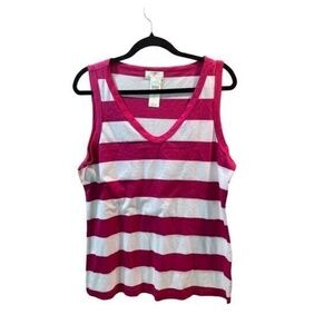 Anthropologie T.LA Women's XL Scoop Neck Tank Top Raspberry Stripe
